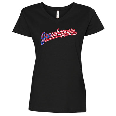 Ladies Black Patriotic Home Jersey V-Neck